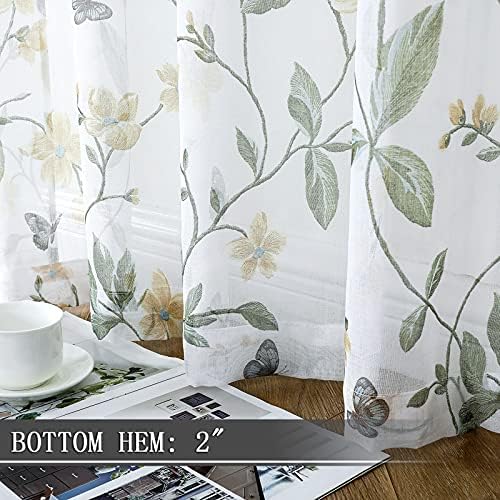 Tollpiz Sheer Floral Tier Curtains Set of 2