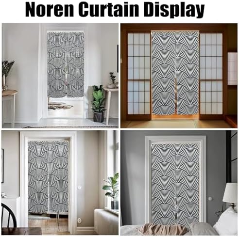 Japanese Style Noren Door Curtain with Wave Print