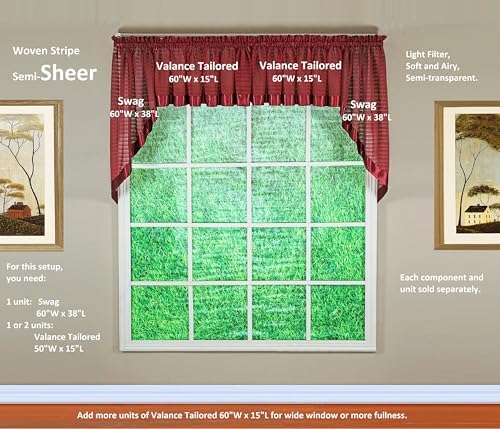 Todays Curtain Silhouette Stripe Sheer Swag 38 Burgundy