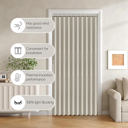 Jilron Blackout Accordion Door Curtain Off White 1 Panel
