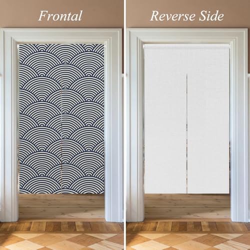 Japanese Style Noren Door Curtain with Wave Print