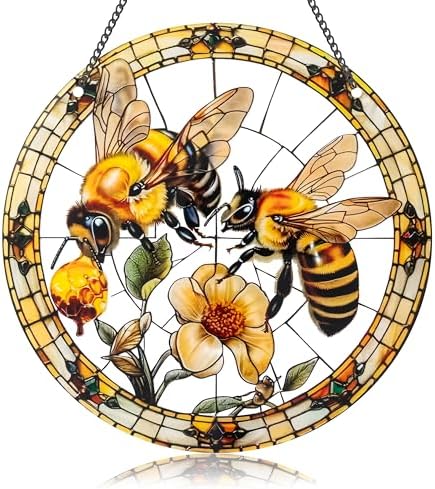 Bee Window Decor - Acrylic Sun Catcher with Hook and Chain