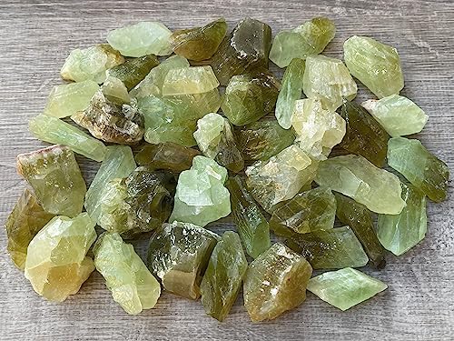 3 Pcs Green Calcite Rough Natural Stones for Lapidary and Meditation