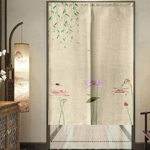 Chickwin Japanese Door Curtain with Lotus Design