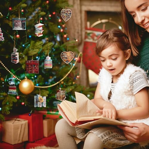 Wenqik 24 Pcs Book Themed Christmas Ornaments