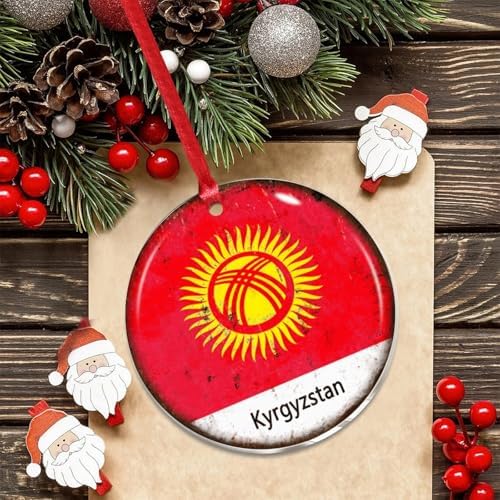 3 inch Acrylic Christmas Ornaments 2024 Kyrgyzstan Flag Decor