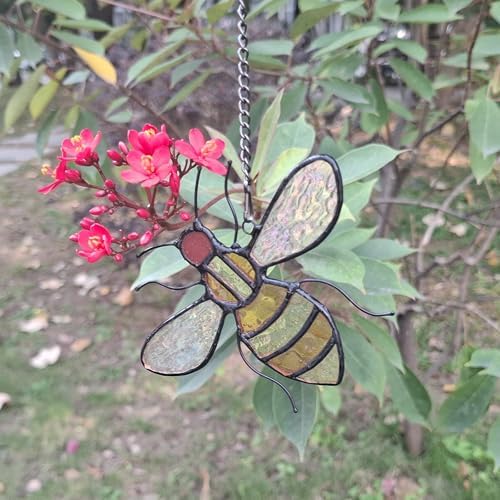 Stained Glass Bee Ornament Suncatcher Window Hanging Decor