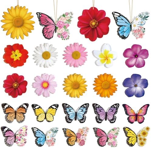 40 Pcs Spring Flower Butterfly Hanging Ornaments Set
