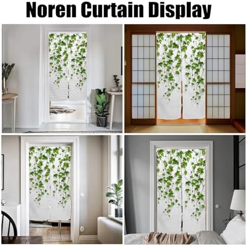 Boho Style Doorway Curtain with Leaf Pattern 34 x 60 Inches