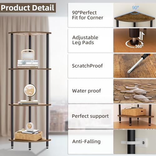 4 Tier Corner Shelf Bookcase Plant Stand