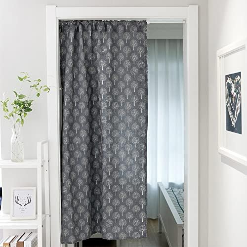 Huamengoo Door Curtain Panel Geometric Curtain Grey Tree