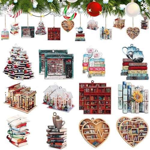 Wenqik 24 Pcs Book Themed Christmas Ornaments