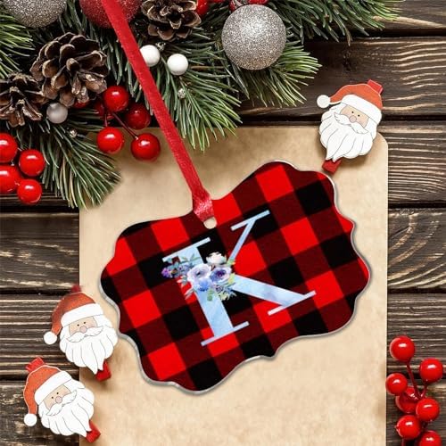 Acrylic Christmas Ornaments 2023 Monogram Initial K Hanging Baubles