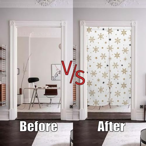Yellow Snowflake Noren Door Curtain for Kitchen and Bathroom