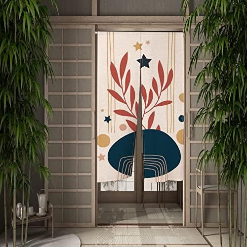 Leowefowa Traditional Japanese Noren Curtain with Mountains and Wild Goose Print 1