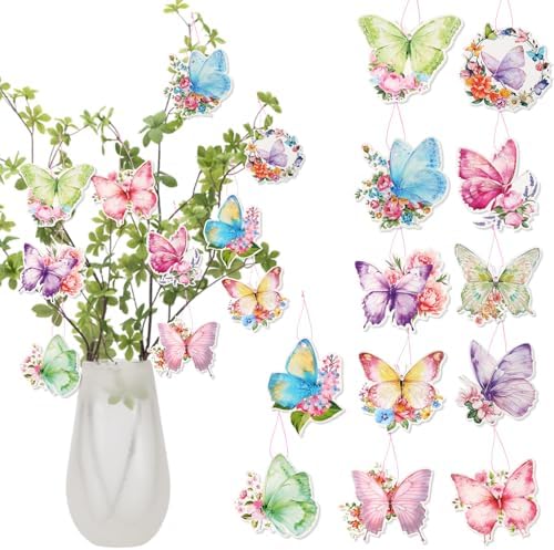 12pcs Spring Butterfly Tree Decor Pendant Set