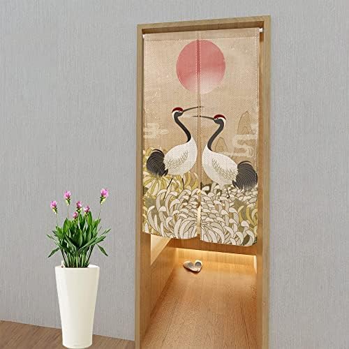 Leowefowa Red-Crowned Crane Noren Curtain 335x59