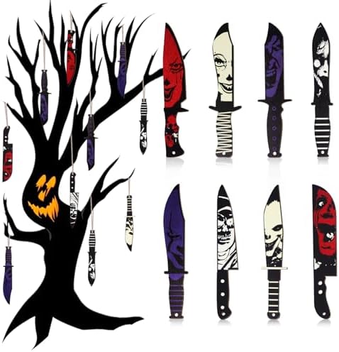 AOCEAN 24 Pcs Halloween Horror Wooden Knife Ornaments