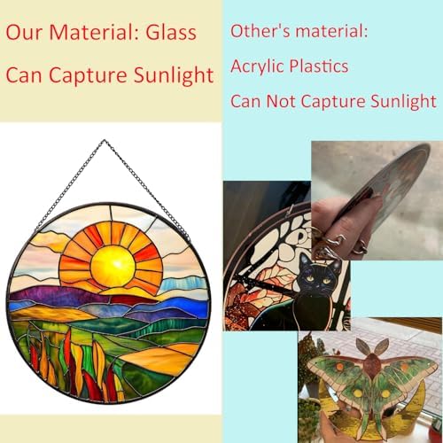 Payutou Sunrise Hanging Stained Glass Window Suncatcher
