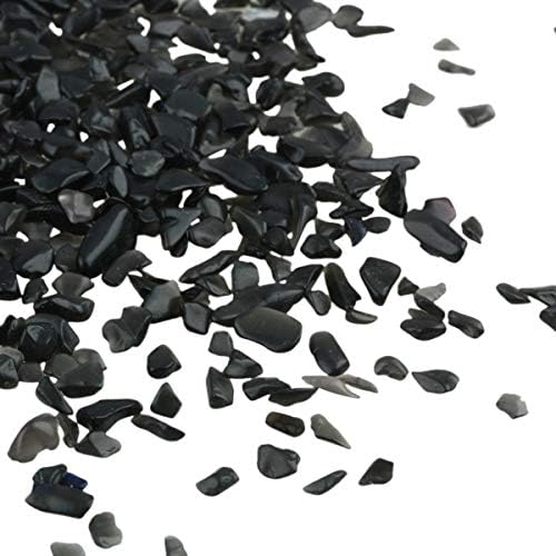 SUNYIK Fluorite Black Obsidian Tumbled Chips 1 Pound
