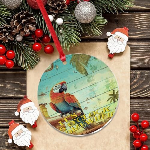 3 Inch Acrylic Christmas Ornaments 2024 Flamingo Decorative Hanging Baubles