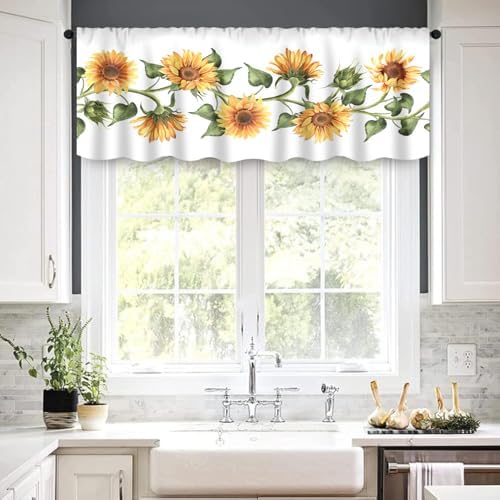 IFFVGX25 Sunflower Kitchen Curtains Valance Tiers Set