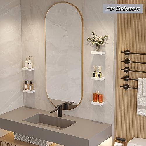 HAO Small Floating Shelf Set of 5 White 6 Inch Wall Mount