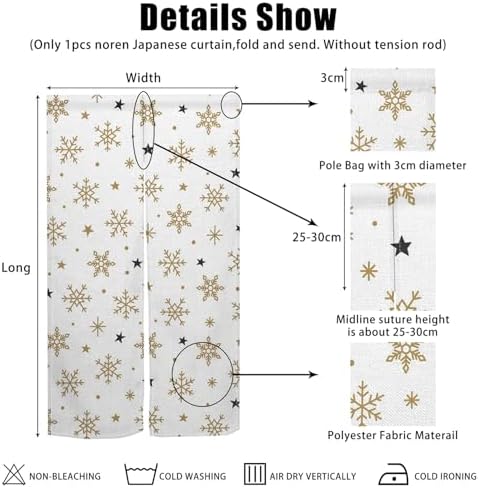 Yellow Snowflake Noren Door Curtain for Kitchen and Bathroom