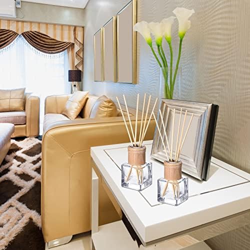 Roshtia 4 Set Glass Diffuser Bottles with Wooden Caps and Rattan Sticks