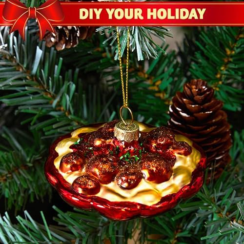 Joiedomi Christmas Meatball Spaghetti Glass Ornament