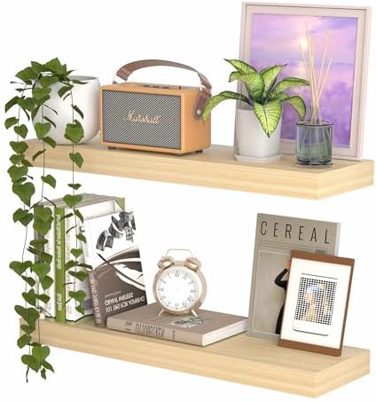 AZSKY Floating Shelves Wall Mount 16 Inch Set of 2