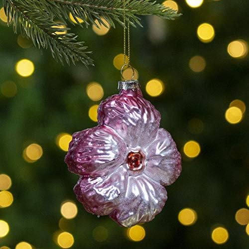 35 Inch Light Pink Glass Flower Christmas Ornament
