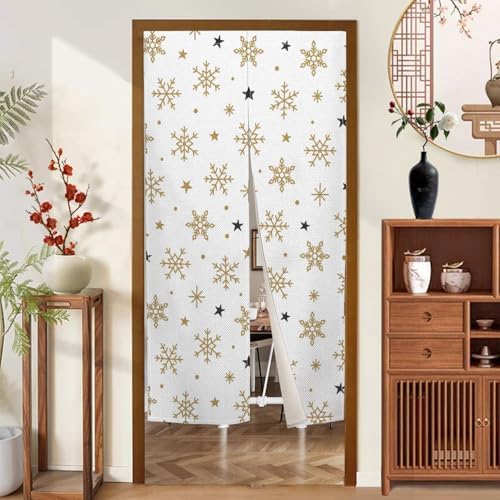 Yellow Snowflake Noren Door Curtain for Kitchen and Bathroom