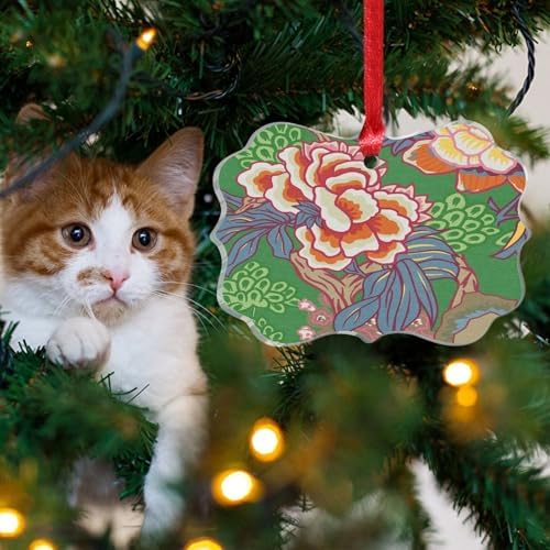 Clear Acrylic Emerald Green Chinoiserie Floral Ornament