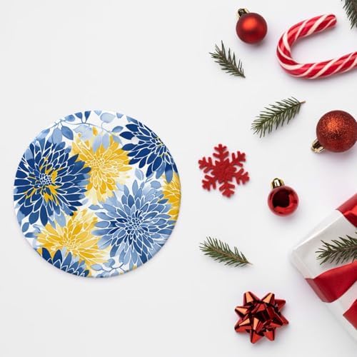 Blue Yellow Chrysanthemum Ceramic Pendant Hanging Ornament for Christmas Tree