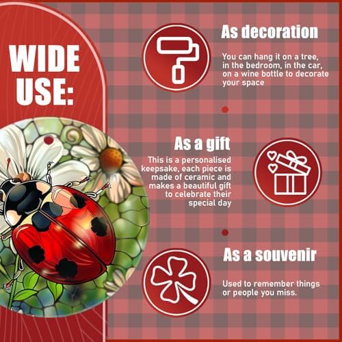 Funny Ornament Hanging Christmas Tree Ornament Stained Glass Ladybug Holiday Keepsake