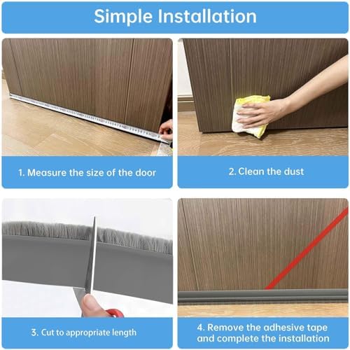 39 Inch Door Draft Stopper with Brush - Adhesive Weather Stripping Seal