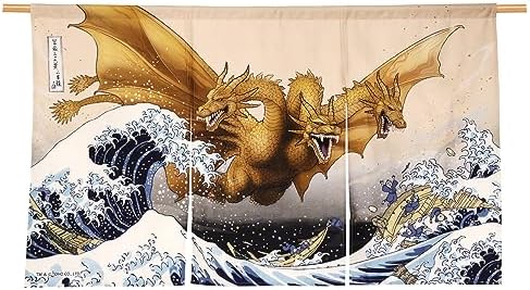 Godzilla King Ghidorah Noren Curtain Tapestry Panel