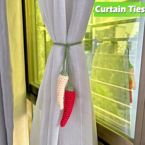 Motaney Crochet Chili Pepper Car Hanging Ornament
