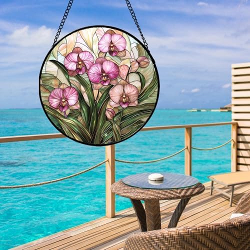 Pink Phalaenopsis Orchid Sun Catcher Hanging for Home Decor