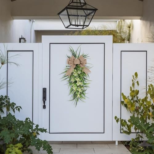 236in Spring Teardrop Lilies Wreath with Bow