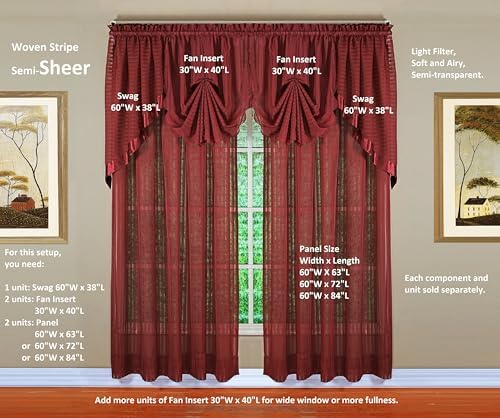 Todays Curtain Silhouette Stripe Sheer Swag 38 Burgundy