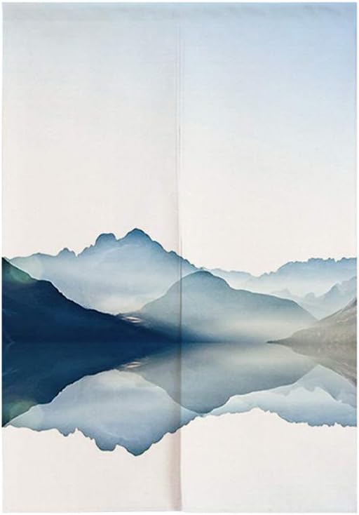 MYRU Japanese Curtain Noren Panel Blue Lake 335x59 Inch