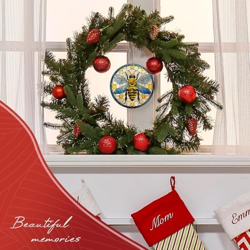 Gelyijix Funny Stained Glass Bee Christmas Ornament