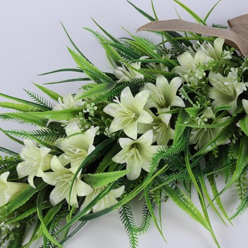 236in Spring Teardrop Lilies Wreath with Bow