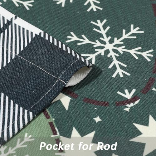 Japanese Xmas Noren Door Curtain Tapestry Black Buffalo Checker Pines 33x47inches