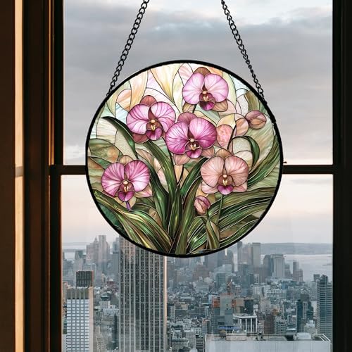 Pink Phalaenopsis Orchid Sun Catcher Hanging for Home Decor