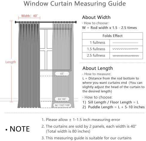 MYSKY HOME White Curtains 2 Panels Set 84 Inch Length