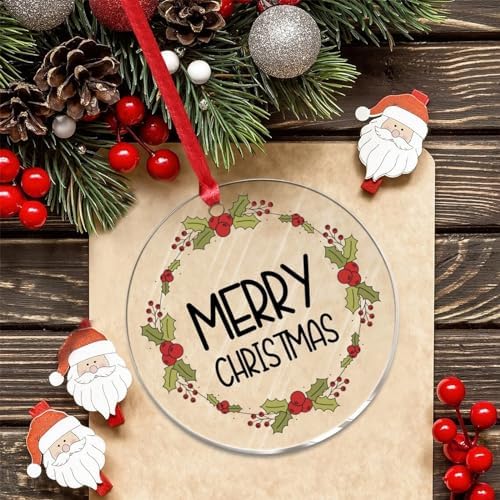 3 Inch Clear Acrylic Christmas Ornaments 2023 Hanging Decor