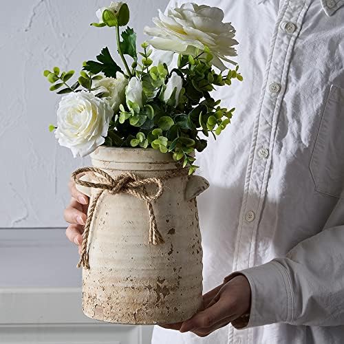 SIDUCAL Ceramic Flower Vase 8 Inch Rustic Decor
